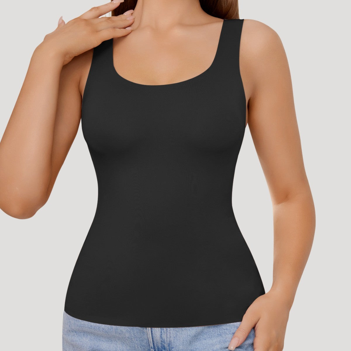 Ice Silk Traceless Wide-Shoulder Vest Shapewear (Inner Top)Outer-Wearing Base | Slim Fit | Abdominal Body Shaping | Seamless Comfort | ISHR260121940
