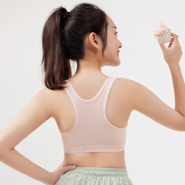 ANFEIYA Developmental Sports Vest Bra (Girls) Junior High School | Zipper Front | Breathable Hole Design | Super Elastic Comfort | CB260107911