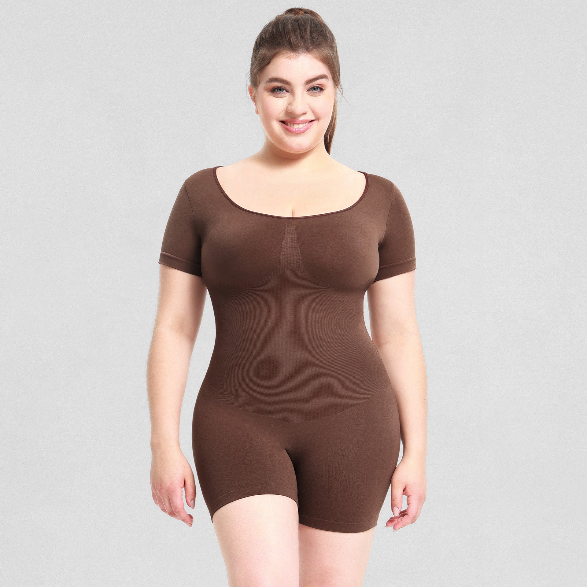 Waist Bodysuit Adult Women's Outer Wear Body-shaping Bodysuit | Short Sleeve Bodycon | China Imported | ISHR251110847