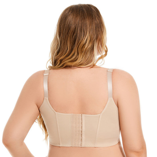 HIFA Plus Size Seamless Smooth Bra | Deep V | Anti-Sagging | Steel Ring | Gather Up Accessory Breast Lingerie | Size: B/C/D/E | 8 Hook | CB250913803