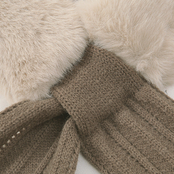 Winter New Women's Cold Warm Color Matching Knitted Cross Scarf All-match Fashion Cute Plush Scarf | China Imported | WRN250111836