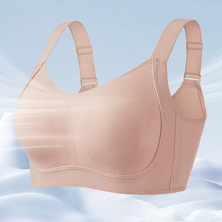 MEXO Seamless Full-Cover Glossy Bra (Wire-Free) | Cup C/D | 4 Hook Breathable Thin Design | Anti-Sagging Lift | Smooth Daily Comfort | CB260417A072