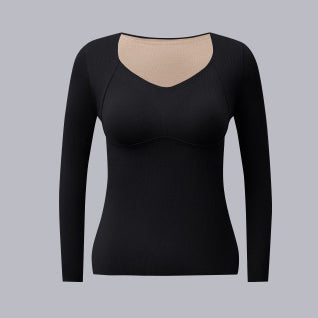 Autumn and winter cationic heating seamless thermal underwear long-sleeved wear-free bra with chest pad 7A antibacterial base autumn clothes | WRN24112064871