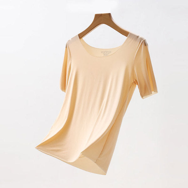 ZELU ICE Premium Summer Ice Silk Seamless Short Sleeve Low Collar Plus Size Ultra-Thin Bottoming Shirt Suit Inside Anti-Penetration T-Shirt | CT251210819