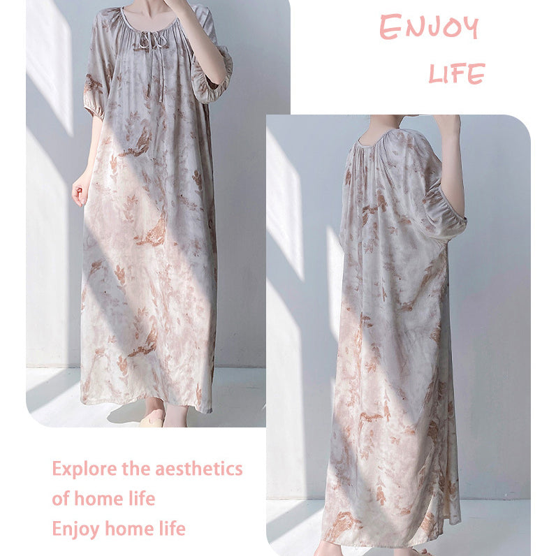 Cotton Silk Ethnic Long Dress (Summer Edition) Thin &amp; Breathable | Home + Outside Wear | Elegant Premium Look | CLS260420A076