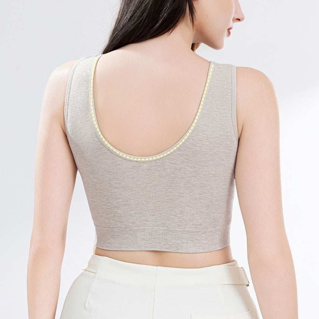 XUVA Plus Size Seamless U-Shape Vest Bra (AirConditioning Cup)Wide Back Support | Fixed Cup | Ventilation Holes | Wire-Free | Lightweight Comfort | CT260126946
