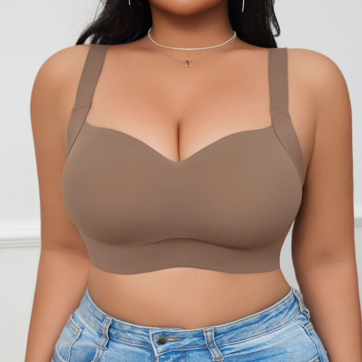 JUXA Large Size Seamless Beautiful Back Bra (D Cup) Light Sports | Full Coverage | Wire-Free | Push-Up Lifting | Comfortable &amp; Breathable | CB260117931