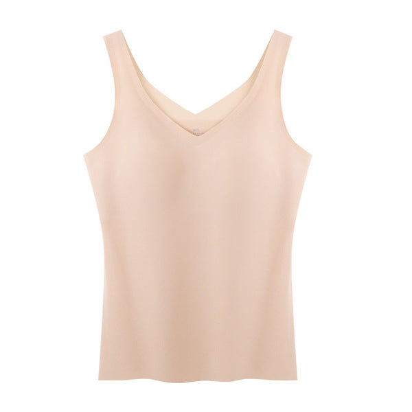 Ice Silk NAYA Seamless One-piece Women's Long Vest Detachable Breathable Latex Chest Pad Chest Push-together Underwear, China Imported | M,L,XL,2XL |  CT250705341
