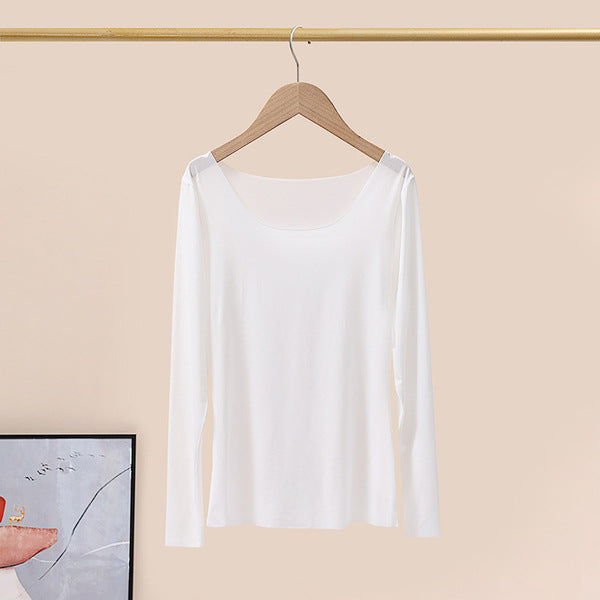 DANI ICE Premium Summer Ice Silk Women's ultra-thin seamless underwear low collar long sleeve bottoming shirt flesh color inner top ice silk tights skin Camisole T-shirt | CT250903801