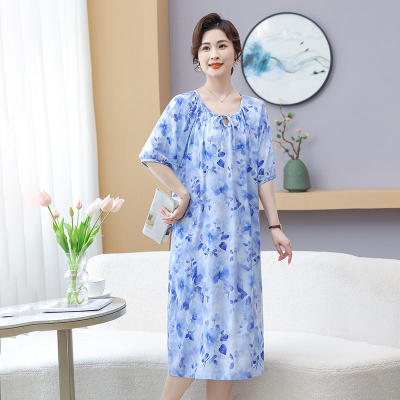 Cotton Silk Plus Size Mid-Sleeve Dress (Summer Edition) Thin &amp; Breathable | Home Wear Comfort | Soft Daily Fit | CLS260411A055