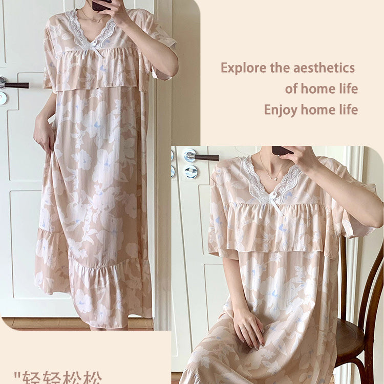 Cotton Silk Anti-Bump V-Neck Princess Long Dress (Premium Edition) Spring–Autumn &amp; Summer Wear | Elegant Flow | High-End Comfort | CLS260423A079
