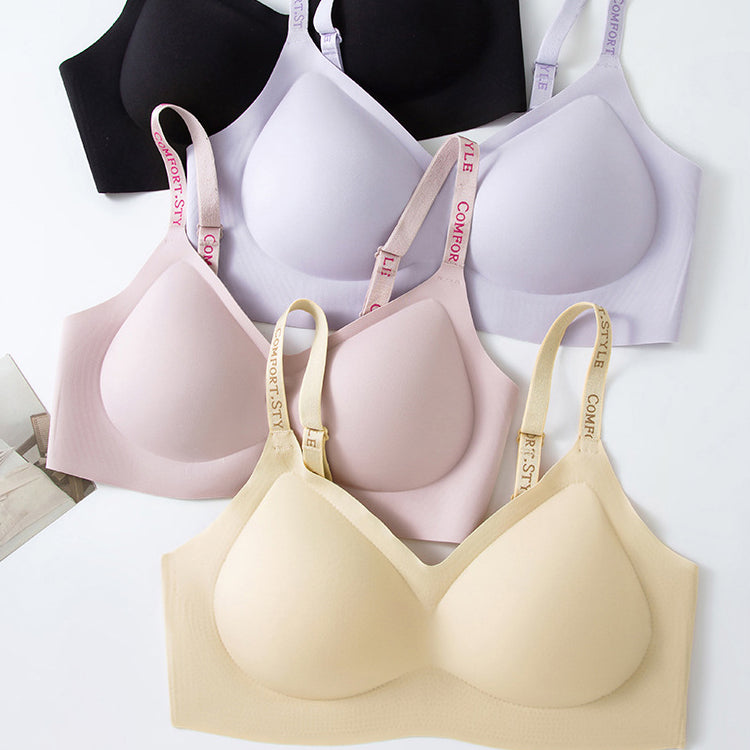JQVA | Bra Panty Set | Original Jelly Strip Anti-Gravity Seamless Vest Bra Chest Gathered | Lifting Accessory | Anti-Sagging | Soft Pink | Daily Comfort | CB260129952