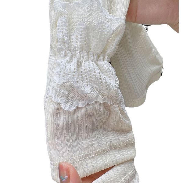 CHUNYU Ice Silk Lace Sun Protection Sleeves Pleated Sweet Design | Soft Ice Silk | Outdoor &amp; Driving Sunscreen Sleeves | ISLE260107912
