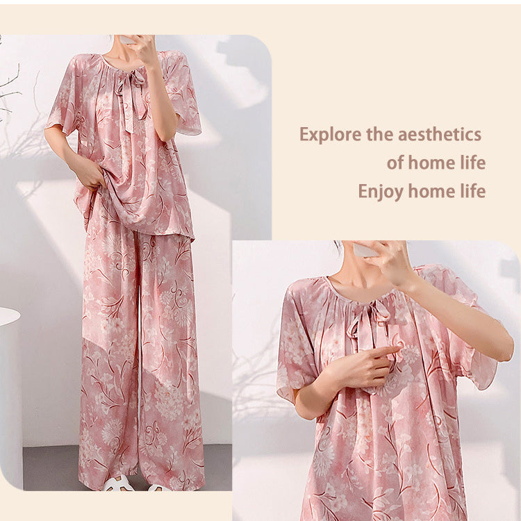 Floral Cotton Pajama Set with Pant (Plus Size Edition)Short Sleeve | Spring &amp; Summer Wear | Home + Outer Friendly | CLS260420A075