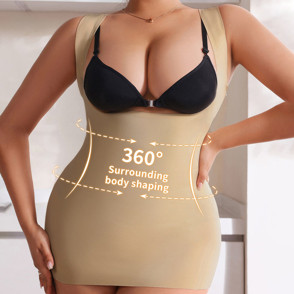 Plus Size Body Shaping Bottoming Vest (Tummy Control Top) Chest Support | Waist Slimming | Inner + Outer Wear | Seamless Comfort | ISHR260206967 | ISBBodySuits