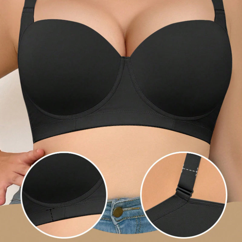 NOXA Breast-Retracting Push-Up Bra (Glossy Edition) | D Cup | 5 Hook Adjustable Support | Anti-Sagging Lift | Smooth Premium Comfort | CB260415A064