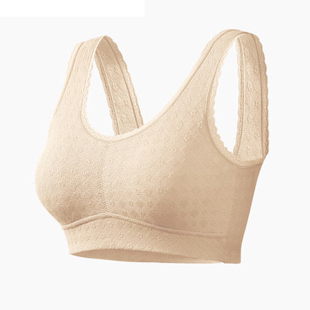 KIMI Vest-style Non-steel Ring Bra Jacquard Gathering Sports plus size Bra , China Imported | XL,3XL,5XL | CT250503737