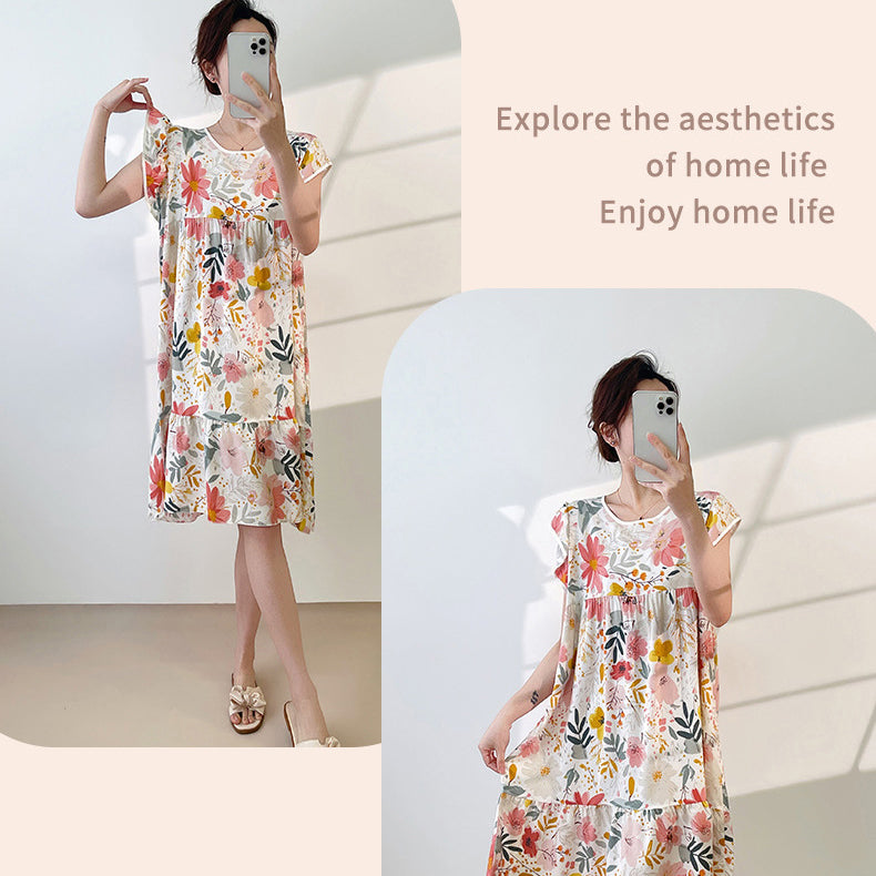 Cotton Silk Plus Size Dress (High-Grade Touch Edition) Short Sleeve | Loose Fit | Thin &amp; Breathable Summer Comfort | CLS260502A100