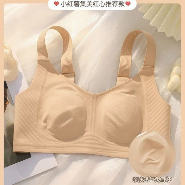 ICE HANA Rabbit Ears plus size Underwear Women's Big Chest Minimizer Bra Super Thin Cup Bra Summer (4 hook) | CB250603108
