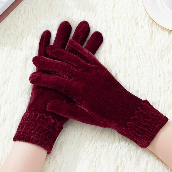 Golden Velvet Autumn and Winter Thin Warm Open Electric Car Ride Spring Square Ladies Gloves | China Imported | WRN251212877