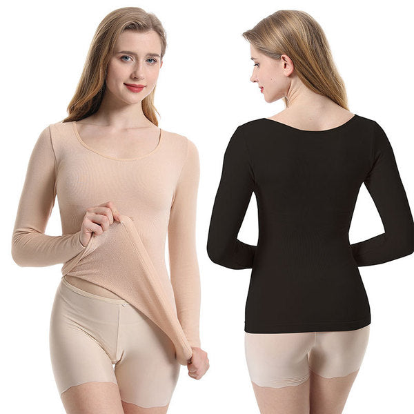 Winter Tight Thermal Underwear Women's Thickened Top Terry Thin Velvet Body Shaping Long Sleeve Base Shirt Abdominal Body Beauty Autumn Clothes | China Imported | WRN250311838