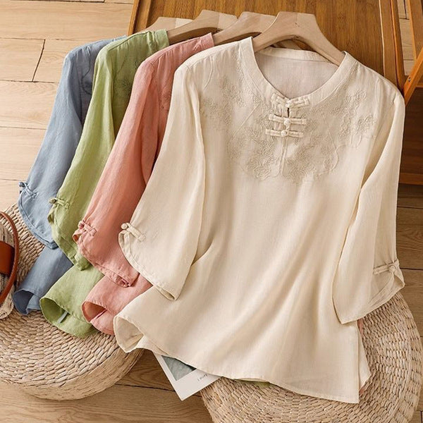 Fresh Artistic Retro Button Top (Summer Edition) Half Sleeve | Design Sense Style | Light &amp; Stylish Daily Wear | CDR2603261018