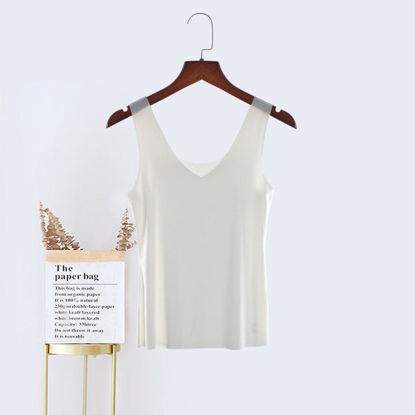 NIVA Premium Summer Ice Silk seamless vest for women ultra-thin all-match tops large size fat inner wear sleeveless suspenders bottoming shirt (China Imported) | M,L,XL,2XL,3XL,4XL | CT210325702