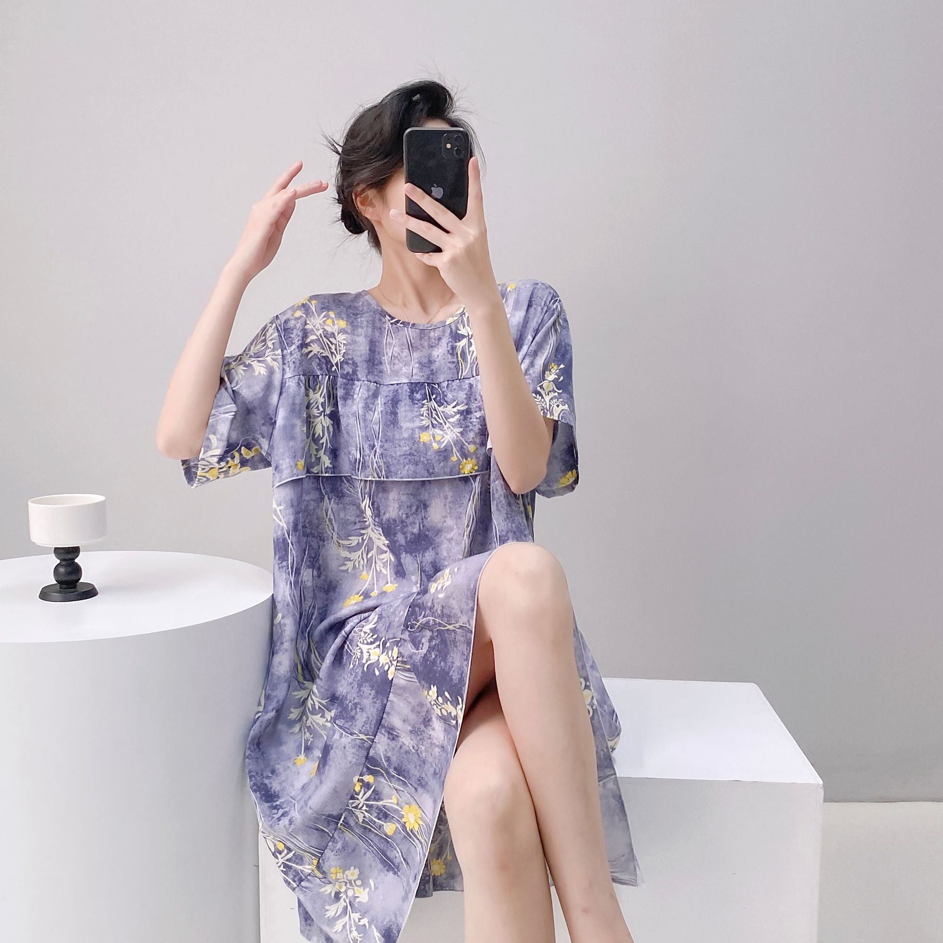 Cotton Silk Nightgown for Women, Summer Thin Sleeveless Dress, Loose Plus Size Anti-Bump Home Wear | China Imported | CLS251031833