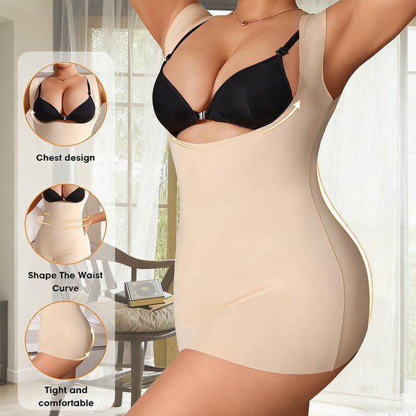 Plus Size Body Shaping Bottoming Vest (Tummy Control Top) Chest Support | Waist Slimming | Inner + Outer Wear | Seamless Comfort | ISHR260206967 | ISBBodySuits