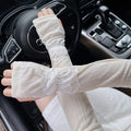 CHUNYU Ice Silk Lace Sun Protection Sleeves Pleated Sweet Design | Soft Ice Silk | Outdoor &amp; Driving Sunscreen Sleeves | ISLE260107912