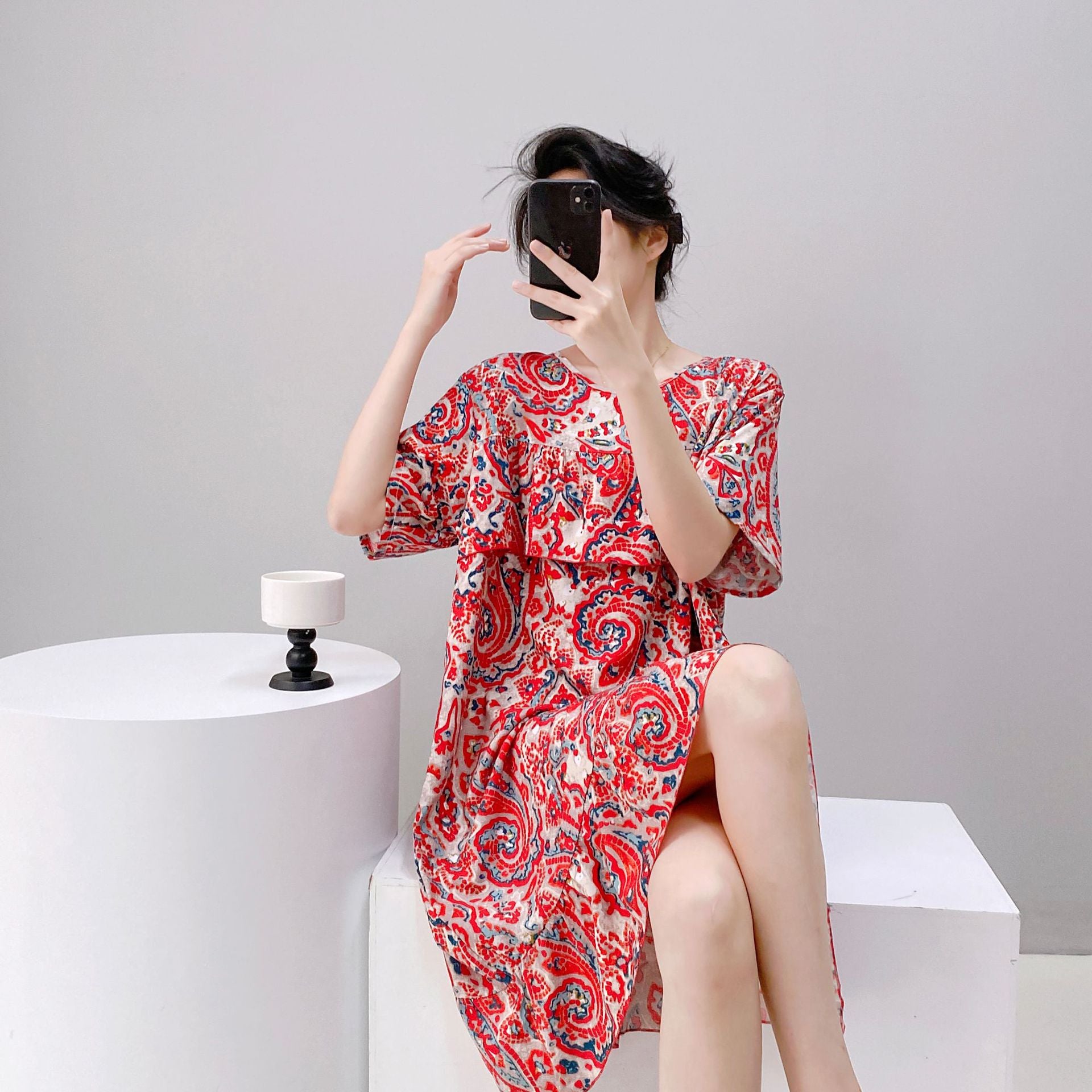 Cotton Silk Nightgown for Women, Summer Thin Sleeveless Dress, Loose Plus Size Anti-Bump Home Wear | China Imported | CLS251031833