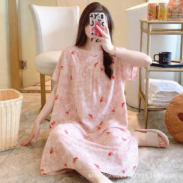 ISB Korean Style Skirt short-sleeved, Large size Nightdress T Shirt | CLS250417733