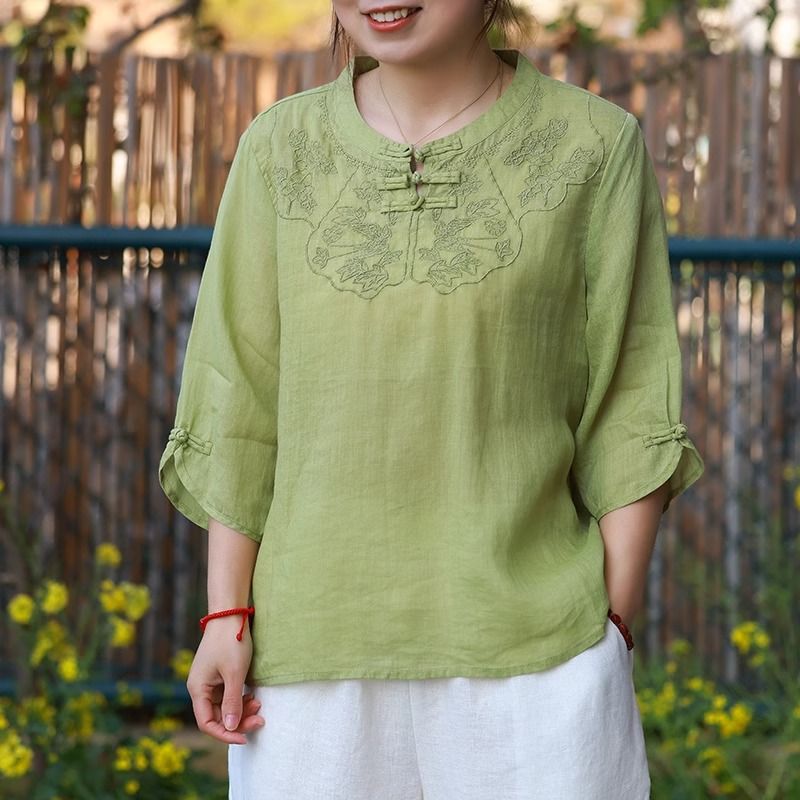 Fresh Artistic Retro Button Top (Summer Edition) Half Sleeve | Design Sense Style | Light &amp; Stylish Daily Wear | CDR2603261018