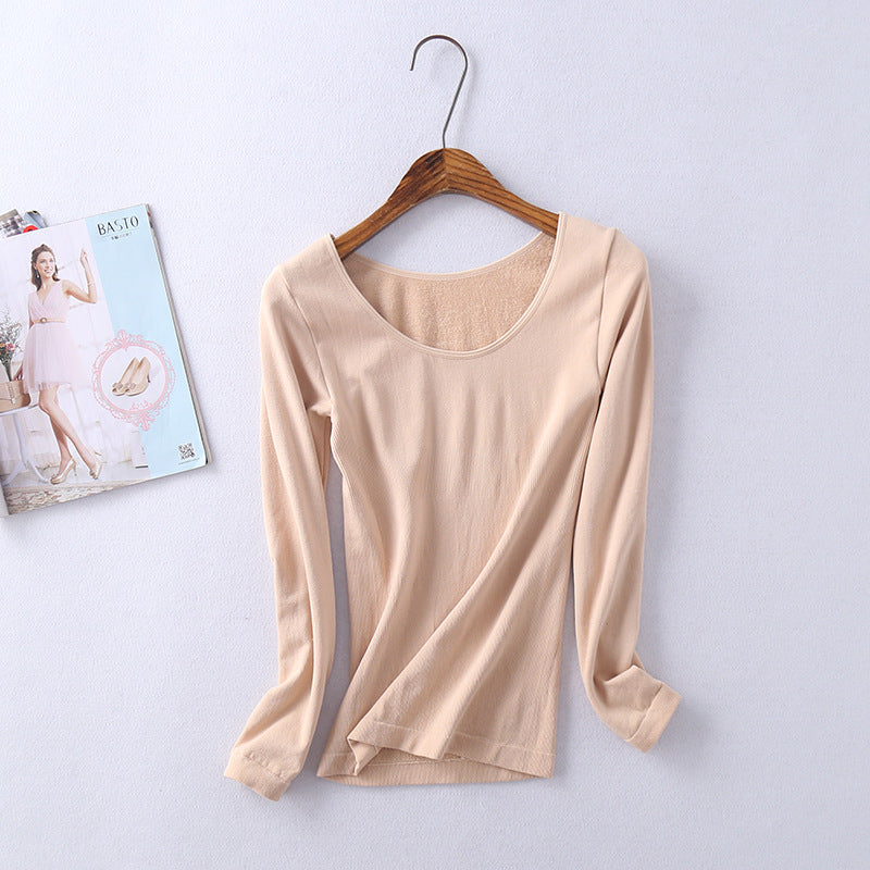 Winter Tight Thermal Underwear Women's Thickened Top Terry Thin Velvet Body Shaping Long Sleeve Base Shirt Abdominal Body Beauty Autumn Clothes | China Imported | WRN250311838
