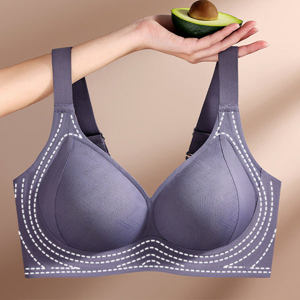 AMIA Large Size Multi-Strong Lifting Bra (Jelly Support) | Cup C D | Wavy Line Design | Traceless Seamless Comfort | Full Support | CB2603111007