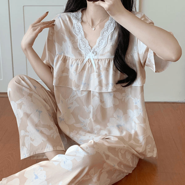 Cotton Silk Sweet Pajama Set (Women) Summer And Autumn Friendly | Thin &amp; Soft Home And OutWear | Cute Daily Comfort | CLS2603091000