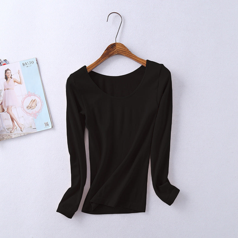 Winter Tight Thermal Underwear Women's Thickened Top Terry Thin Velvet Body Shaping Long Sleeve Base Shirt Abdominal Body Beauty Autumn Clothes | China Imported | WRN250311838