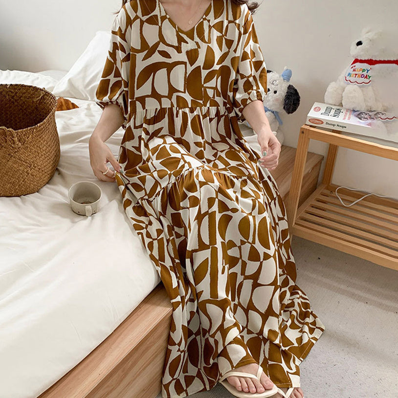 Cotton Silk Loose Cake Dress (Outer Wear – Large Size Friendly) Spring–Summer–Autumn Wear | Soft Flowing Fit | Elegant Daily Comfort | CLS260213975