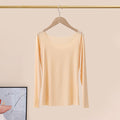 DANI ICE Premium Summer Ice Silk Women's ultra-thin seamless underwear low collar long sleeve bottoming shirt flesh color inner top ice silk tights skin Camisole T-shirt | CT250903801