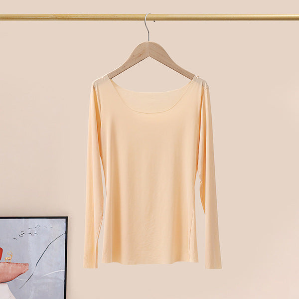 DANI ICE Premium Summer Ice Silk Women's ultra-thin seamless underwear low collar long sleeve bottoming shirt flesh color inner top ice silk tights skin Camisole T-shirt | CT250903801