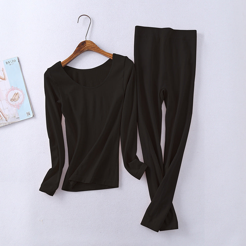 Tight Thermal Underwear Women's Thickened Top Trousers Thin Velvet Body Shaping Long-Sleeved Bottoming Shirt Beautiful Body Autumn Clothes Autumn Pants suit | China Imported | WRN251209876
