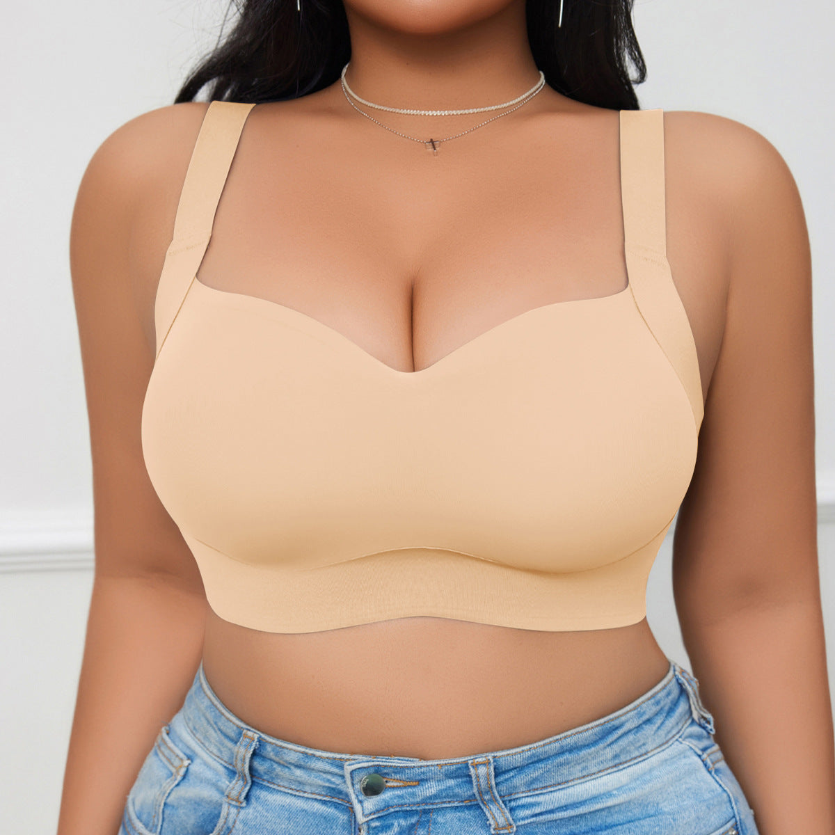 JUXA Large Size Seamless Beautiful Back Bra (D Cup) Light Sports | Full Coverage | Wire-Free | Push-Up Lifting | Comfortable &amp; Breathable | CB260117931