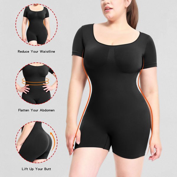 Waist Bodysuit Adult Women's Outer Wear Body-shaping Bodysuit | Short Sleeve Bodycon | China Imported | ISHR251110847