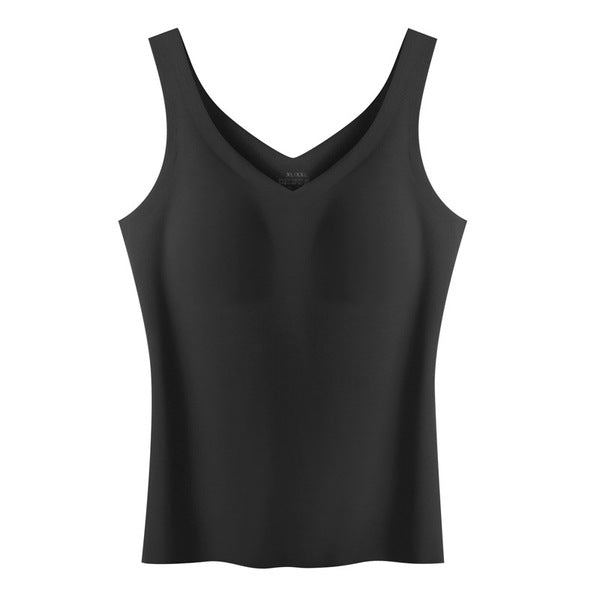 Ice Silk NAYA Seamless One-piece Women's Long Vest Detachable Breathable Latex Chest Pad Chest Push-together Underwear, China Imported | M,L,XL,2XL |  CT250705341