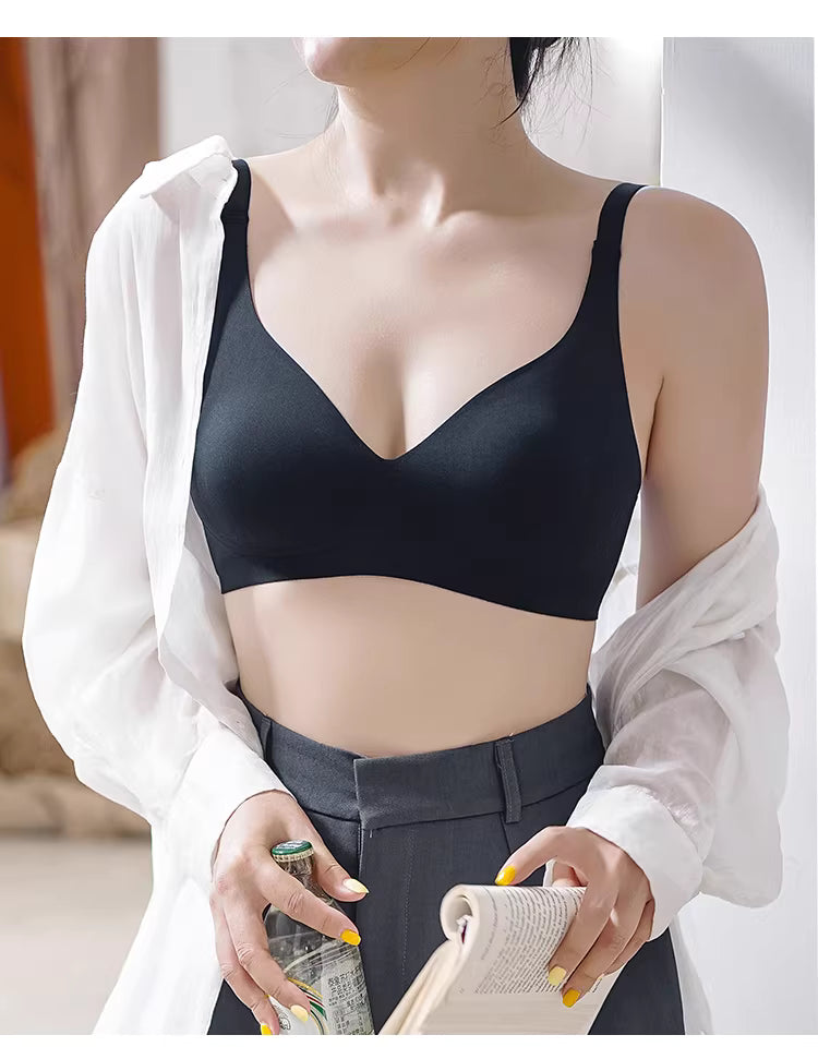 LYNO Japanese Style Crystal Cup Ultra-Thin Seamless Bra Rabbit Ear Cup | Big Chest Small Look | Anti-Sagging | Breathable Summer Comfort | CB260124944