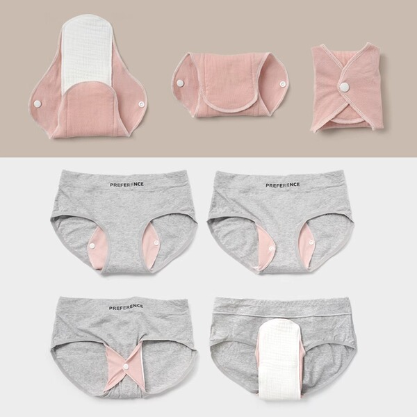 Reusable Anti-Leakage Cotton Sanitary Pads (Oxygen-Permeable Yarn) Waterproof Edition | 3 pcs Packet | Washable | Pure Cotton Comfort for Elderly | Eco-Friendly Protection | ISMT260518A128