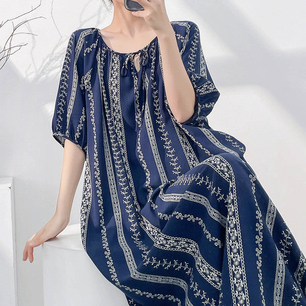 Cotton Silk Ethnic Long Dress (Summer Edition) Thin &amp; Breathable | Home + Outside Wear | Elegant Premium Look | CLS260420A076