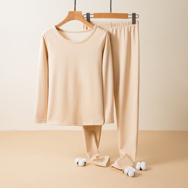 MISS DU Extra Large Loose Thermal Underwear Suit | Fat Sister Winter Thickened Double-Layer Thermal Set | De Velvet Fabric | China Imported | WRN261027827