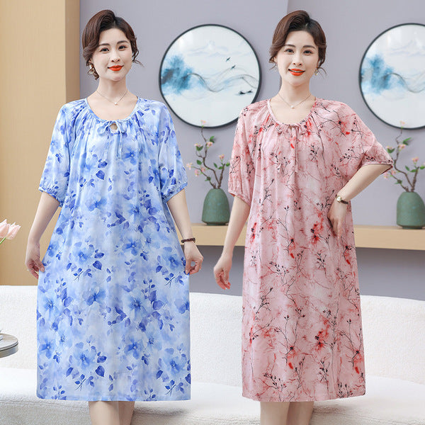 Cotton Silk Plus Size Mid-Sleeve Dress (Summer Edition) Thin &amp; Breathable | Home Wear Comfort | Soft Daily Fit | CLS260411A055