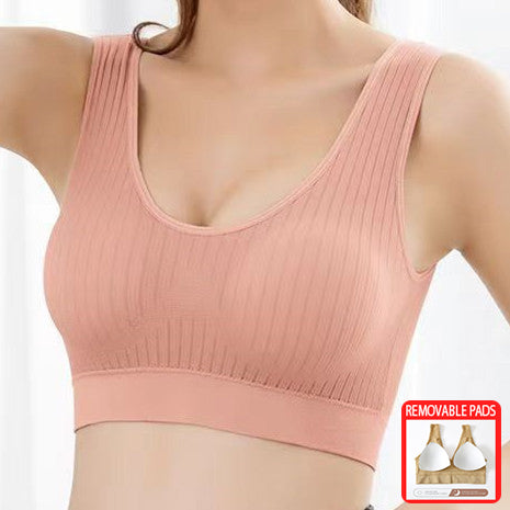 DORA Shockproof Sports Bra, Gathered large size, breathable vest style, yoga running, Removable Pads, China Imported | L,2XL,4XL | CT250306511